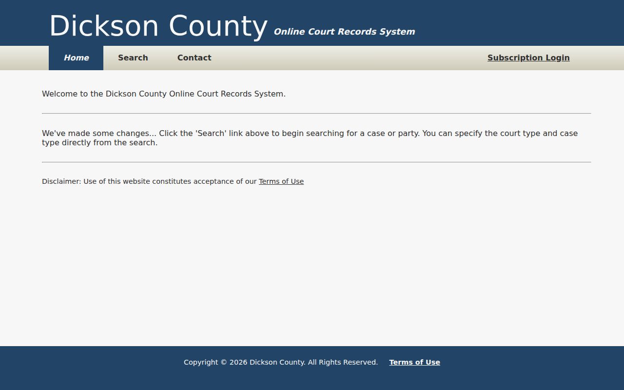 Dickson County Online Court Records portal