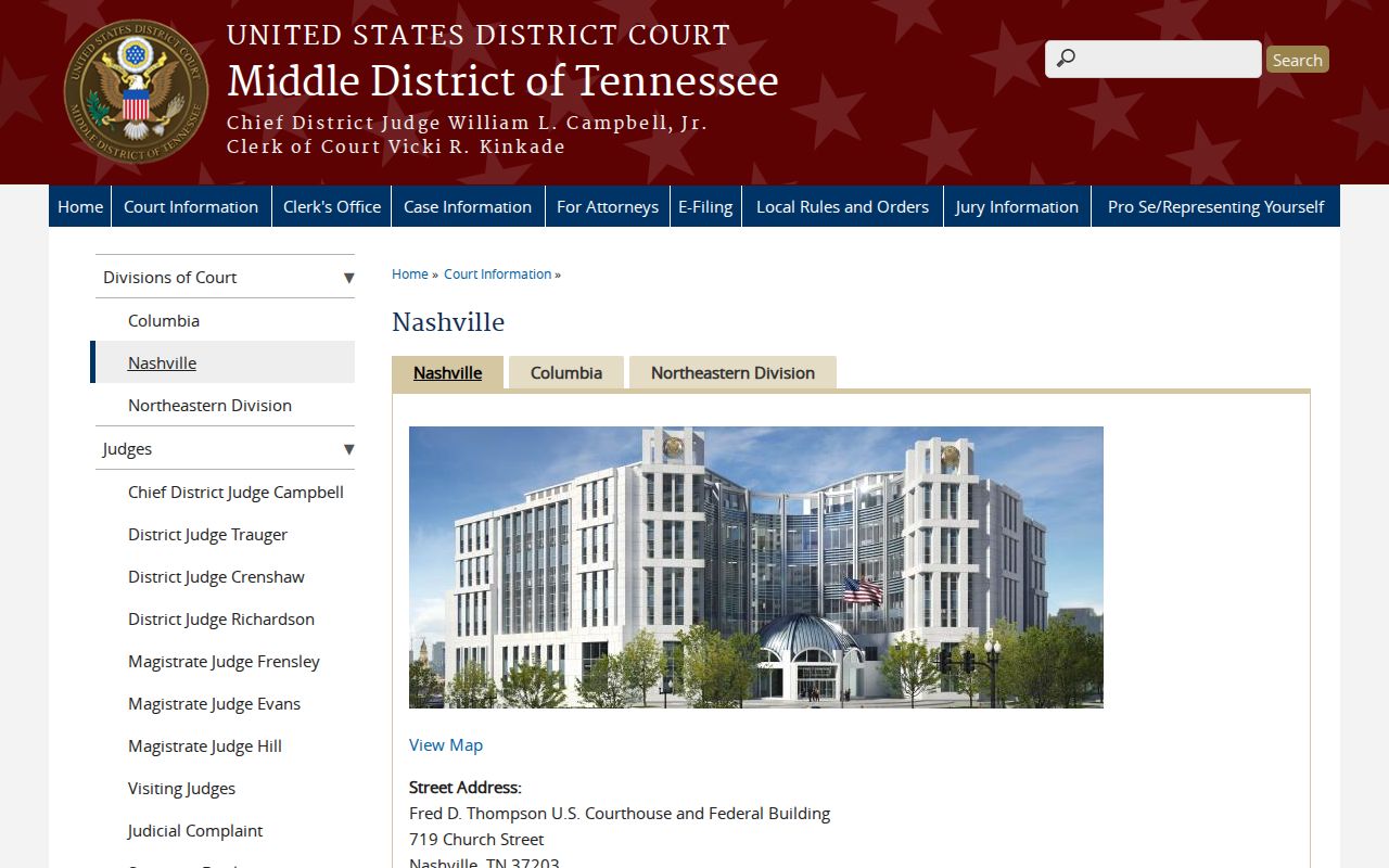 White Bluff docket search federal Nashville Division source