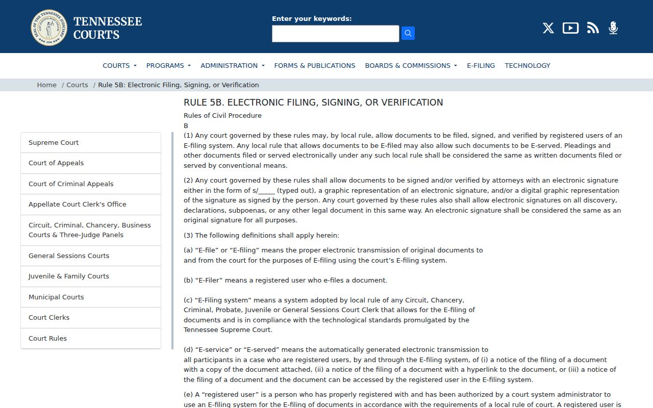 Dickson County civil docket Rule 5B source