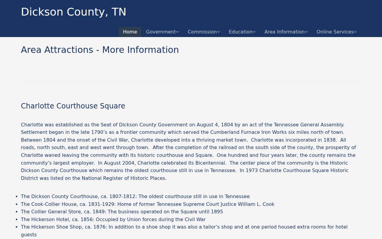 Dickson County court dates historic courthouse source