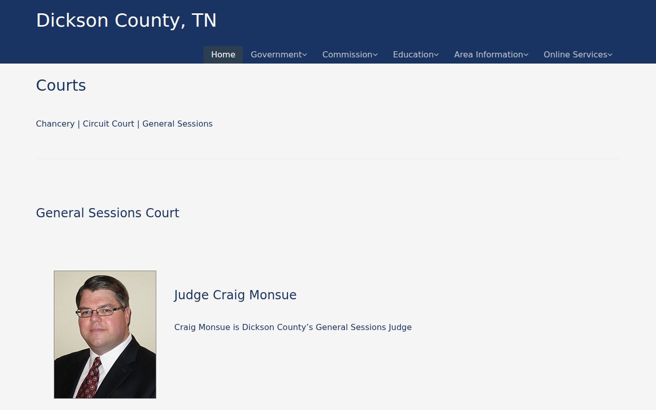 Dickson County General Sessions court docket schedule