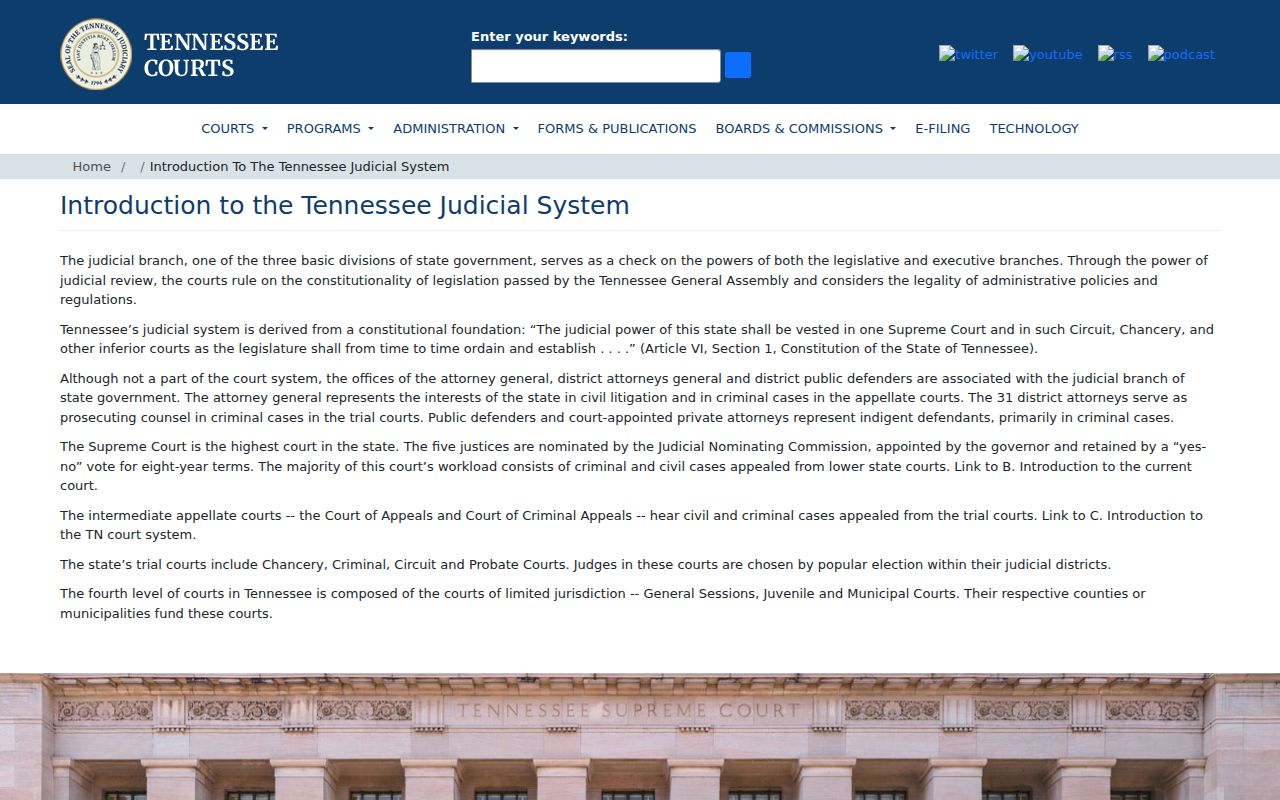 Tennessee court hierarchy applied to Dickson County dockets
